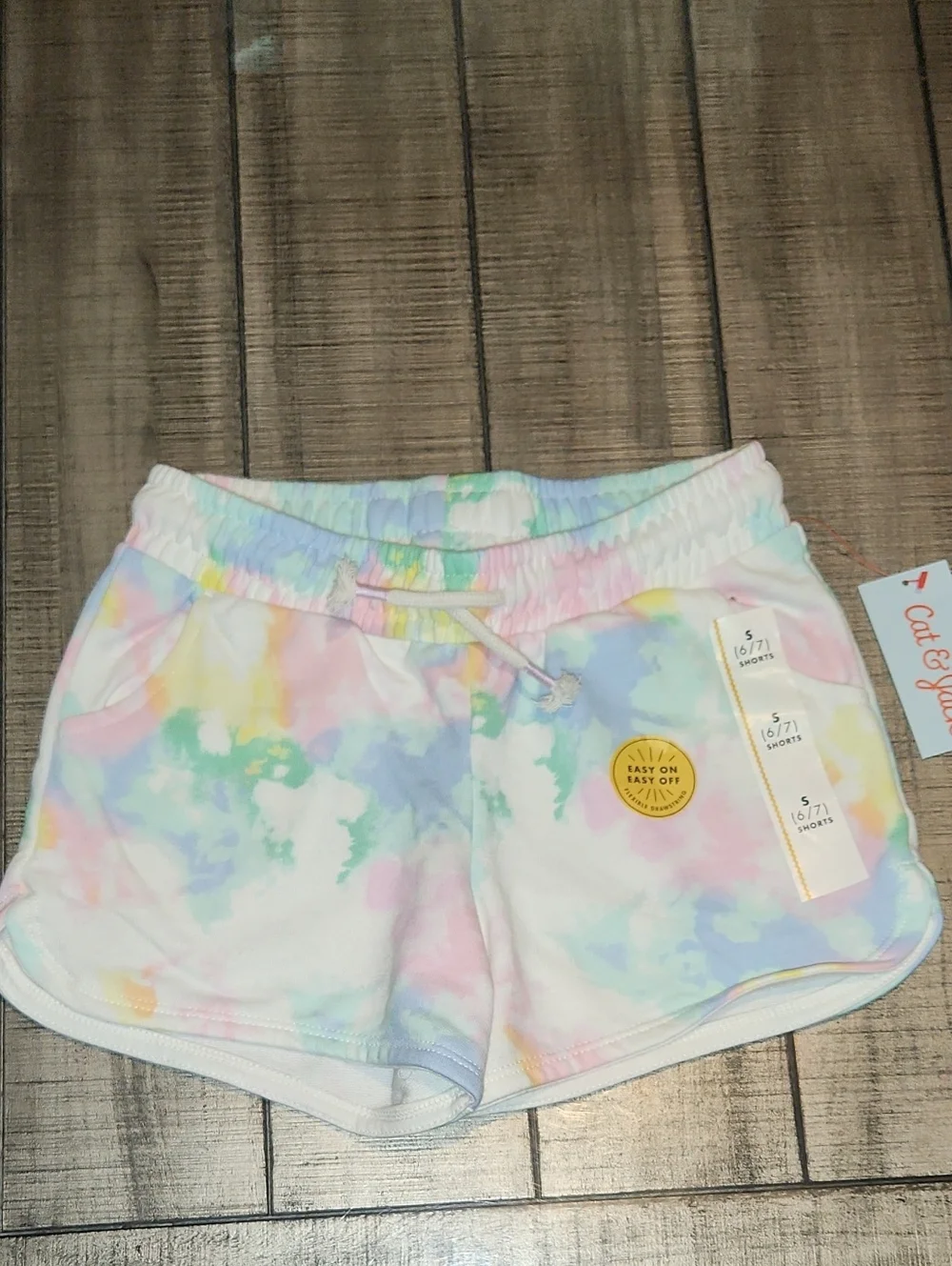 NWT Cat & Jack Pastel Tie-Dye Lounge Shorts - White, Pink, Blue, Yellow, Green